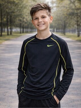 Nike Black Long Sleeve Dri-FIT Top boys youth medium